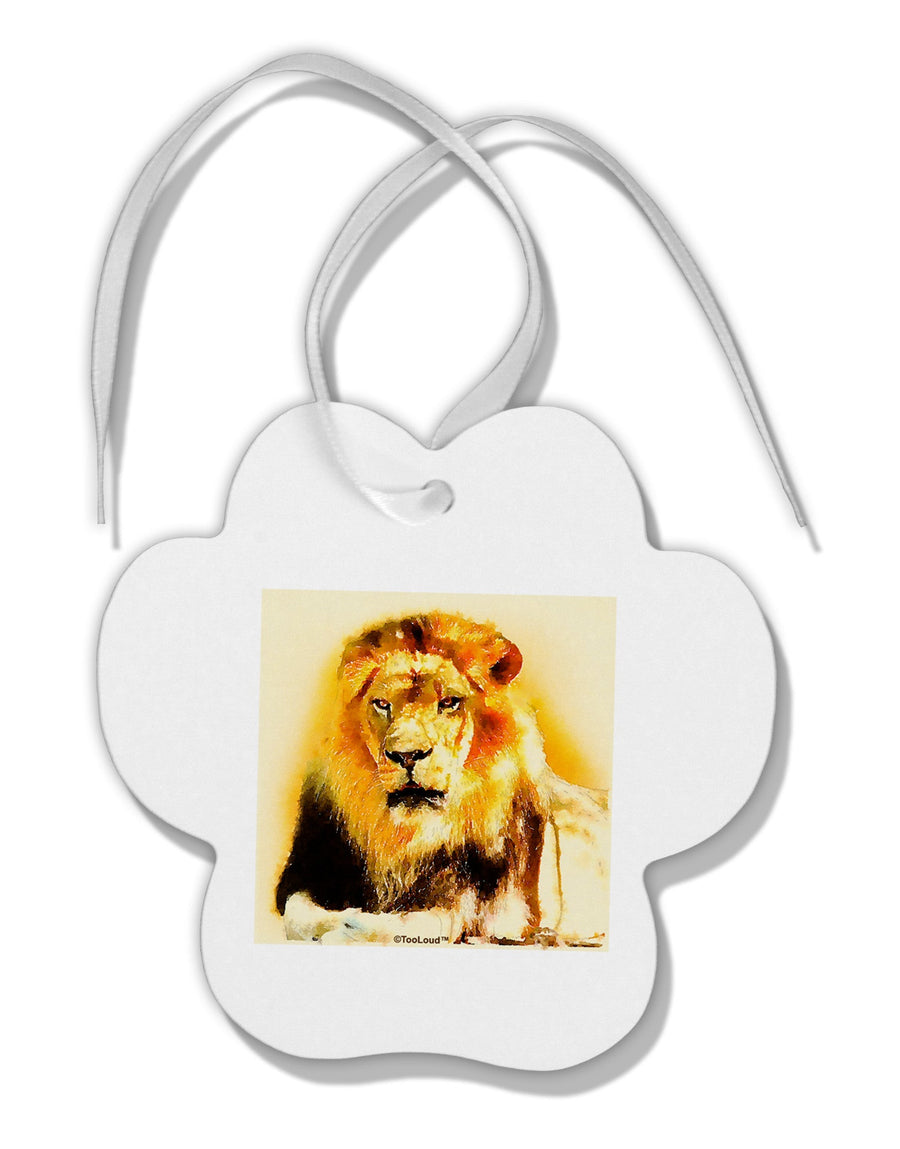 Lion Watercolor 4 Paw Print Shaped Ornament-Ornament-TooLoud-White-Davson Sales