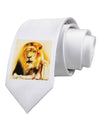 Lion Watercolor 4 Printed White Necktie