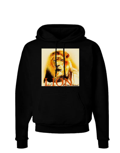 Lion Watercolor 4 Text Dark Hoodie Sweatshirt-Hoodie-TooLoud-Black-Small-Davson Sales