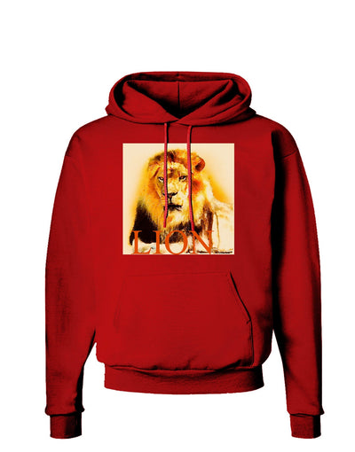 Lion Watercolor 4 Text Dark Hoodie Sweatshirt-Hoodie-TooLoud-Red-Small-Davson Sales