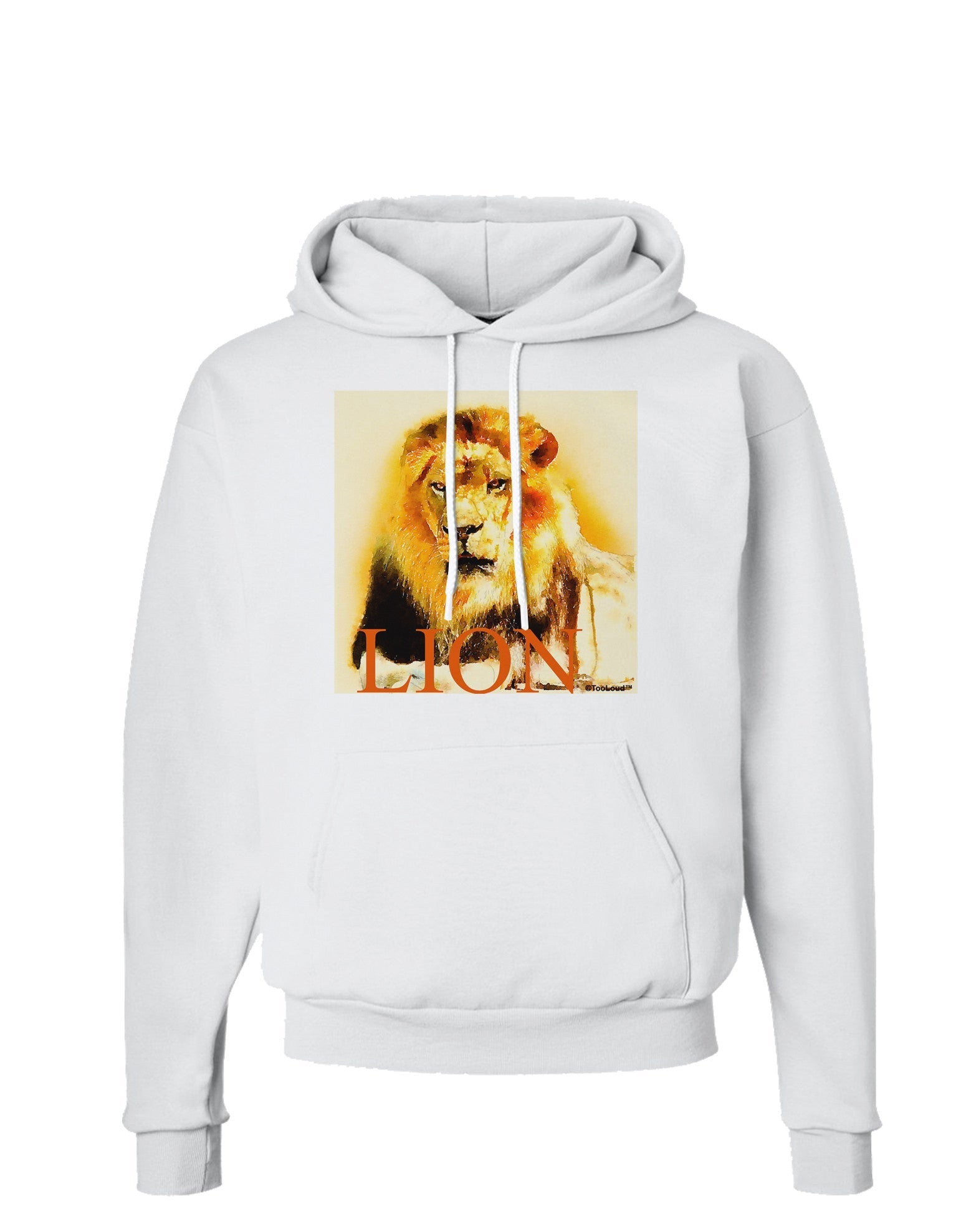 Lion Watercolor 4 Text Hoodie Sweatshirt-Hoodie-TooLoud-White-Small-Davson Sales