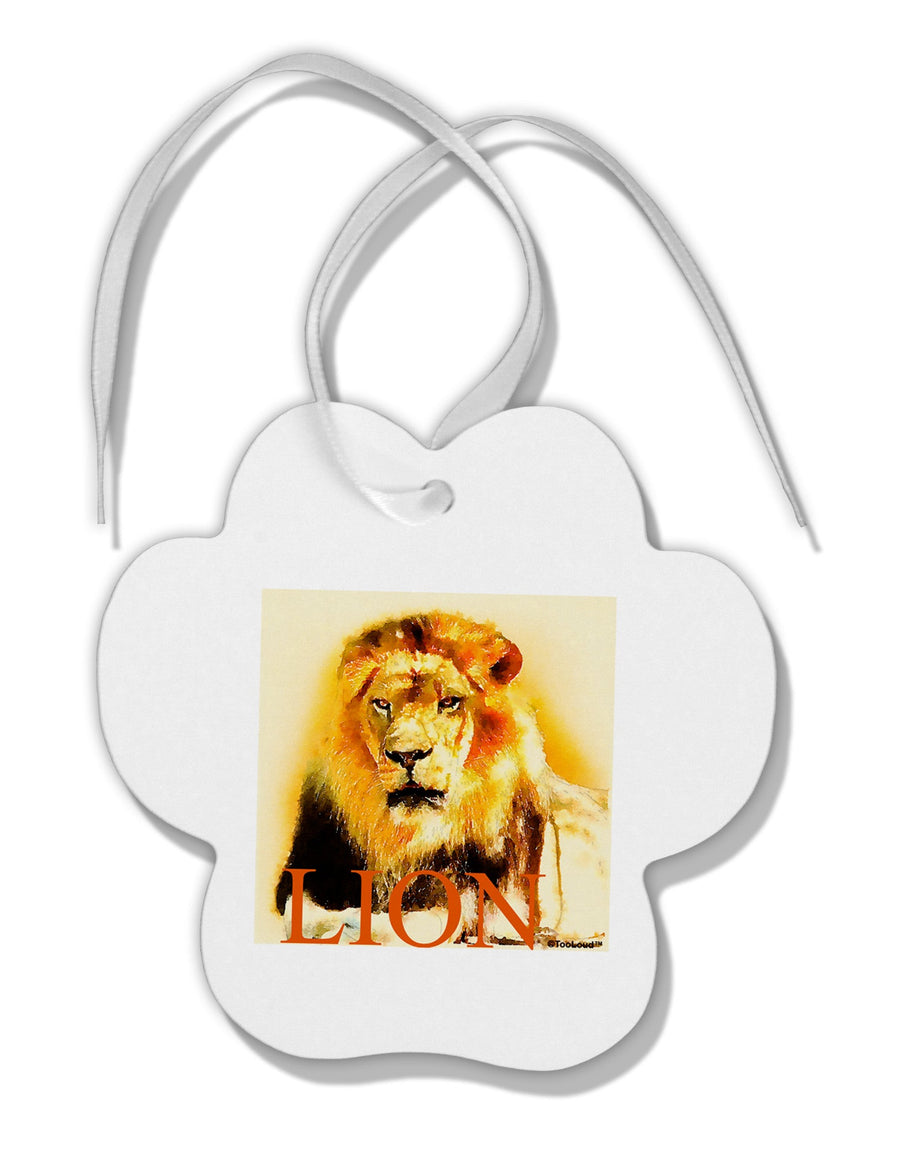 Lion Watercolor 4 Text Paw Print Shaped Ornament-Ornament-TooLoud-White-Davson Sales