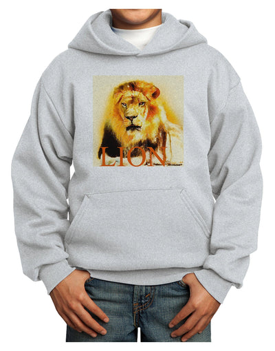 Lion Watercolor 4 Text Youth Hoodie Pullover Sweatshirt-Youth Hoodie-TooLoud-Ash-XS-Davson Sales