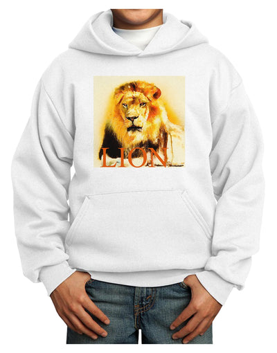 Lion Watercolor 4 Text Youth Hoodie Pullover Sweatshirt-Youth Hoodie-TooLoud-White-XS-Davson Sales