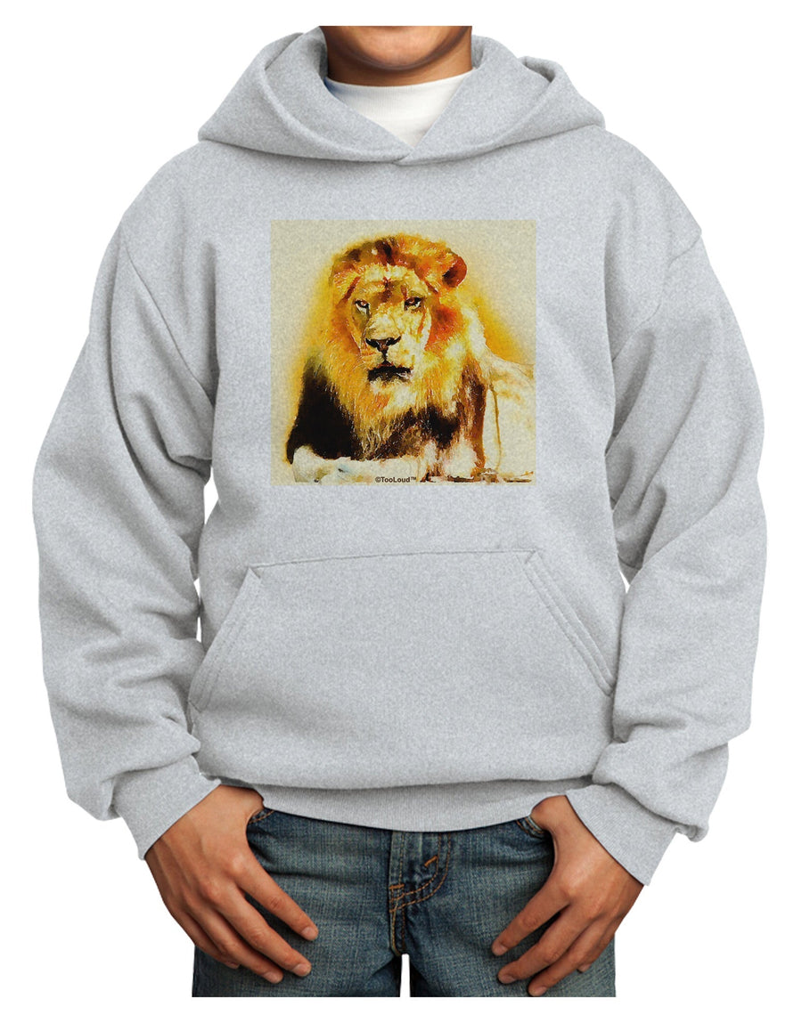 Lion Watercolor 4 Youth Hoodie Pullover Sweatshirt-Youth Hoodie-TooLoud-White-XS-Davson Sales