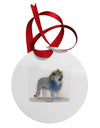 Lion Watercolor B Circular Metal Ornament-Ornament-TooLoud-White-Davson Sales