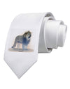 Lion Watercolor B Printed White Necktie