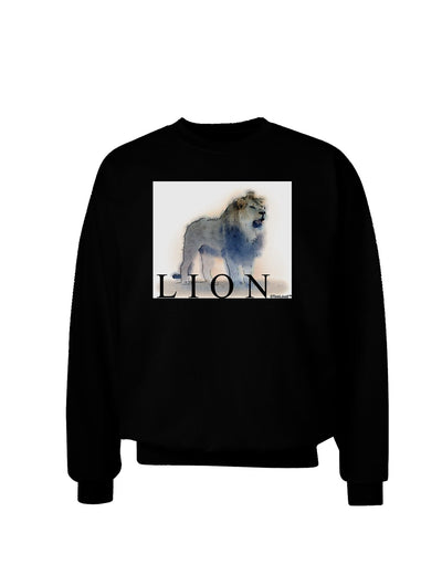 Lion Watercolor B Text Adult Dark Sweatshirt-Sweatshirts-TooLoud-Black-Small-Davson Sales