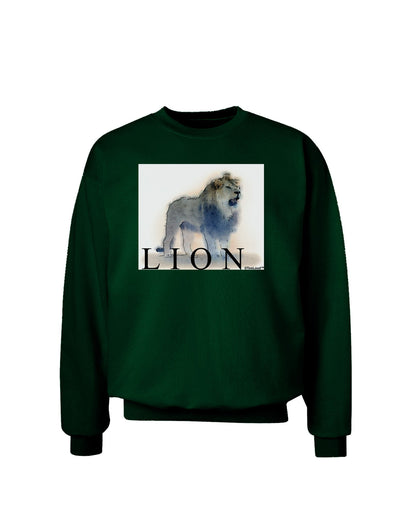 Lion Watercolor B Text Adult Dark Sweatshirt-Sweatshirts-TooLoud-Deep-Forest-Green-Small-Davson Sales