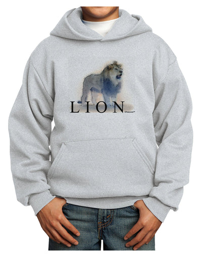 Lion Watercolor B Text Youth Hoodie Pullover Sweatshirt-Youth Hoodie-TooLoud-Ash-XS-Davson Sales