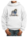 Lion Watercolor B Text Youth Hoodie Pullover Sweatshirt-Youth Hoodie-TooLoud-White-XS-Davson Sales