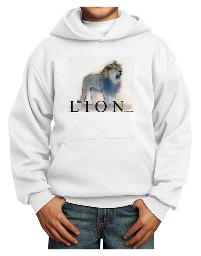 Lion Watercolor B Text Youth Hoodie Pullover Sweatshirt-Youth Hoodie-TooLoud-White-XS-Davson Sales