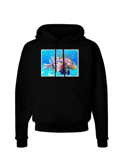 Lionfish in Watercolor Dark Hoodie Sweatshirt by-Hoodie-TooLoud-Black-Small-Davson Sales