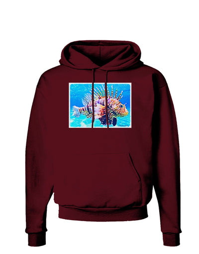 Lionfish in Watercolor Dark Hoodie Sweatshirt by-Hoodie-TooLoud-Maroon-Small-Davson Sales