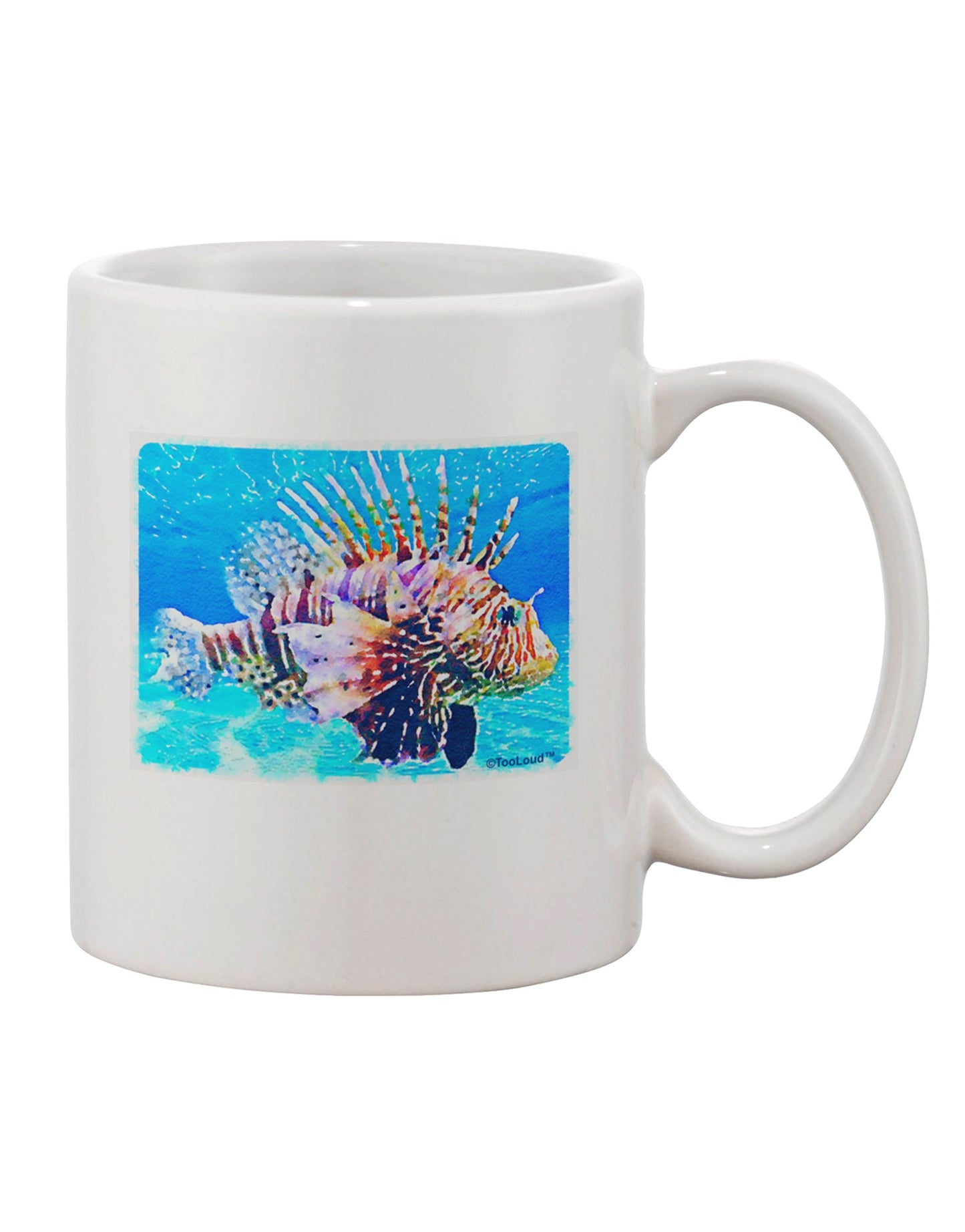 Lionfish in Watercolor: Exquisite 11 oz Coffee Mug - Expertly Crafted by TooLoud-11 OZ Coffee Mug-TooLoud-White-Davson Sales