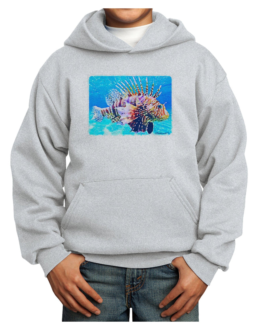 Lionfish in Watercolor Youth Hoodie Pullover Sweatshirt by-Youth Hoodie-TooLoud-White-XS-Davson Sales