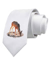 Little Buck Cutout Printed White Necktie