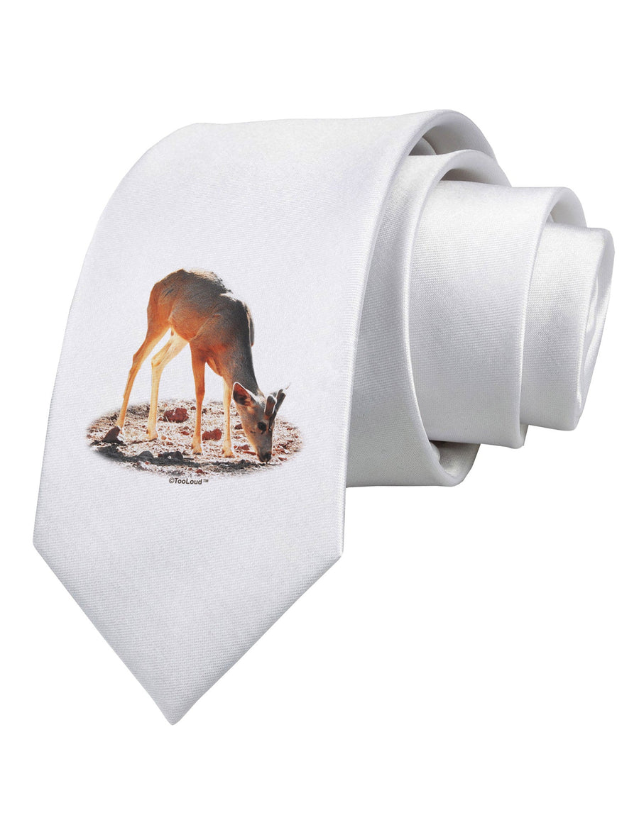 Little Buck Cutout Printed White Necktie