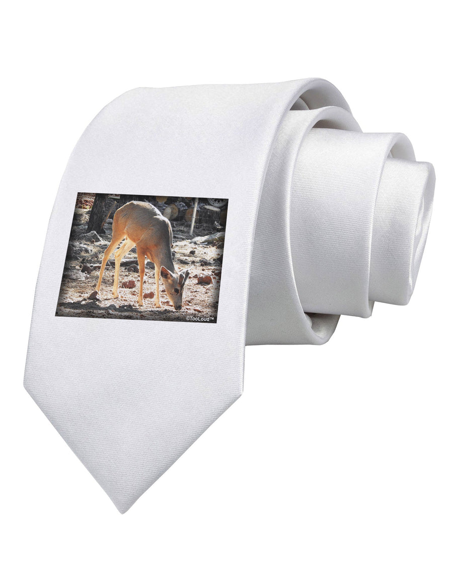 Little Buck Printed White Necktie