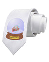 Little Gingerbread House Snow Globe Printed White Necktie by TooLoud