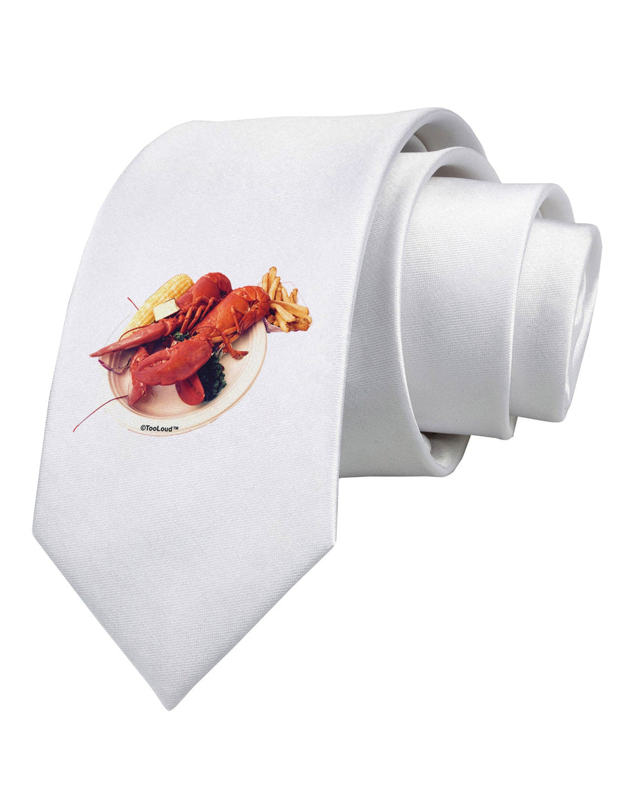 Lobster Plate Printed White Necktie