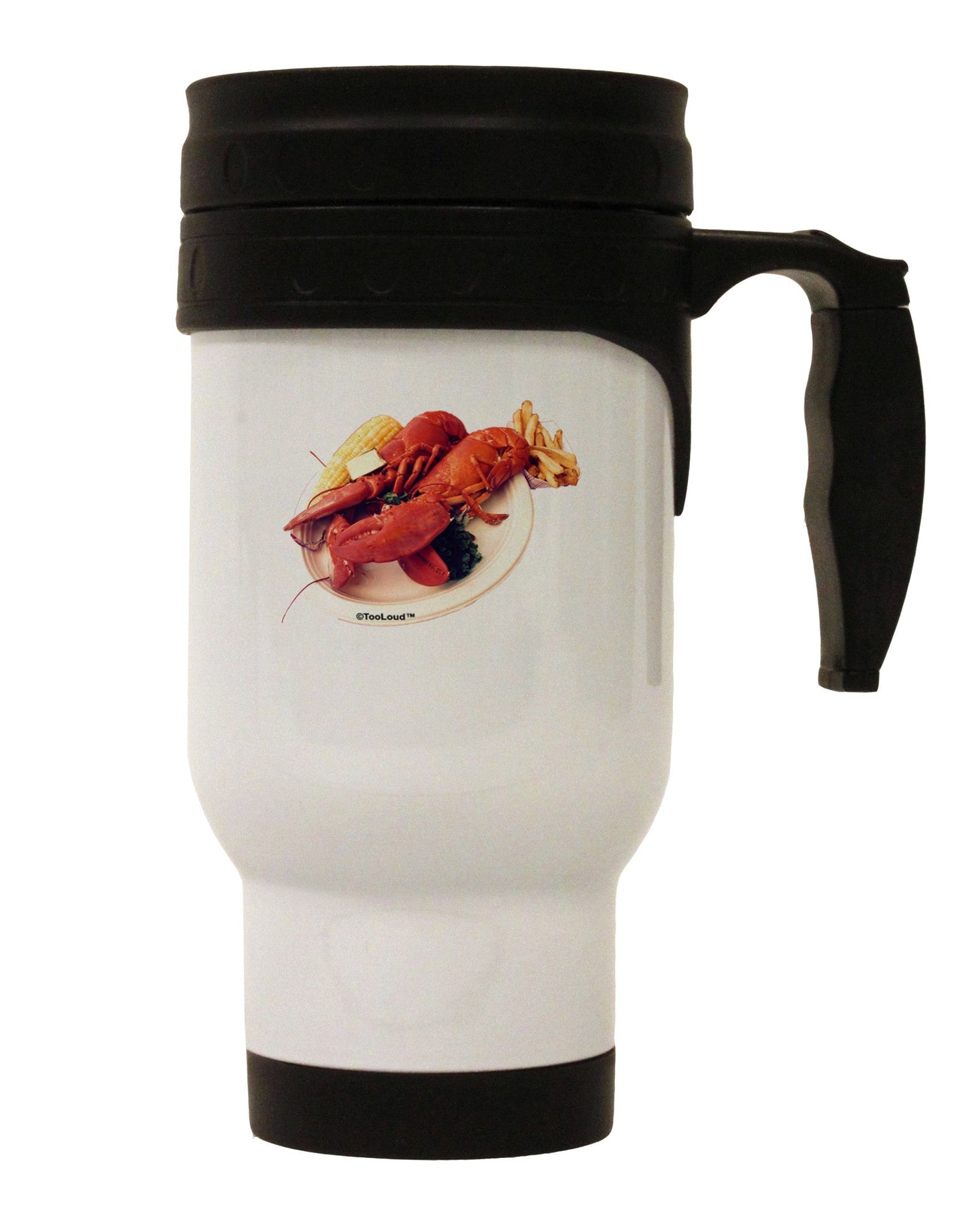 Lobster Plate Stainless Steel 14oz Travel Mug-Travel Mugs-TooLoud-White-Davson Sales