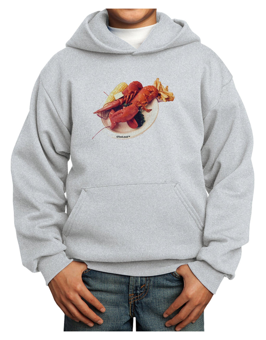 Lobster Plate Youth Hoodie Pullover Sweatshirt-Youth Hoodie-TooLoud-White-XS-Davson Sales