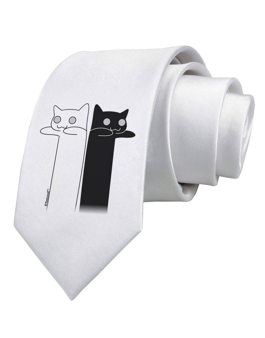 Longcat and Tacgnol - Internet Humor Printed White Necktie by TooLoud