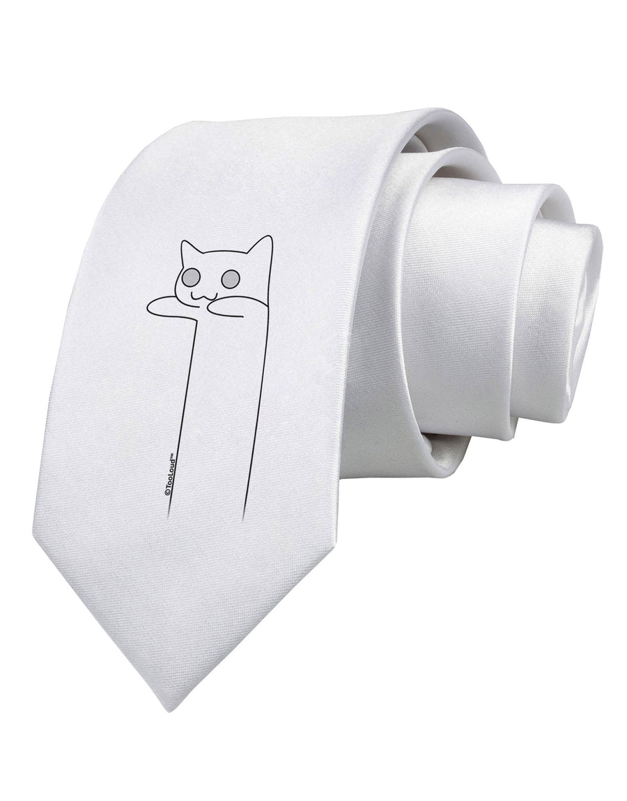 Longcat - Internet Humor Printed White Necktie by TooLoud