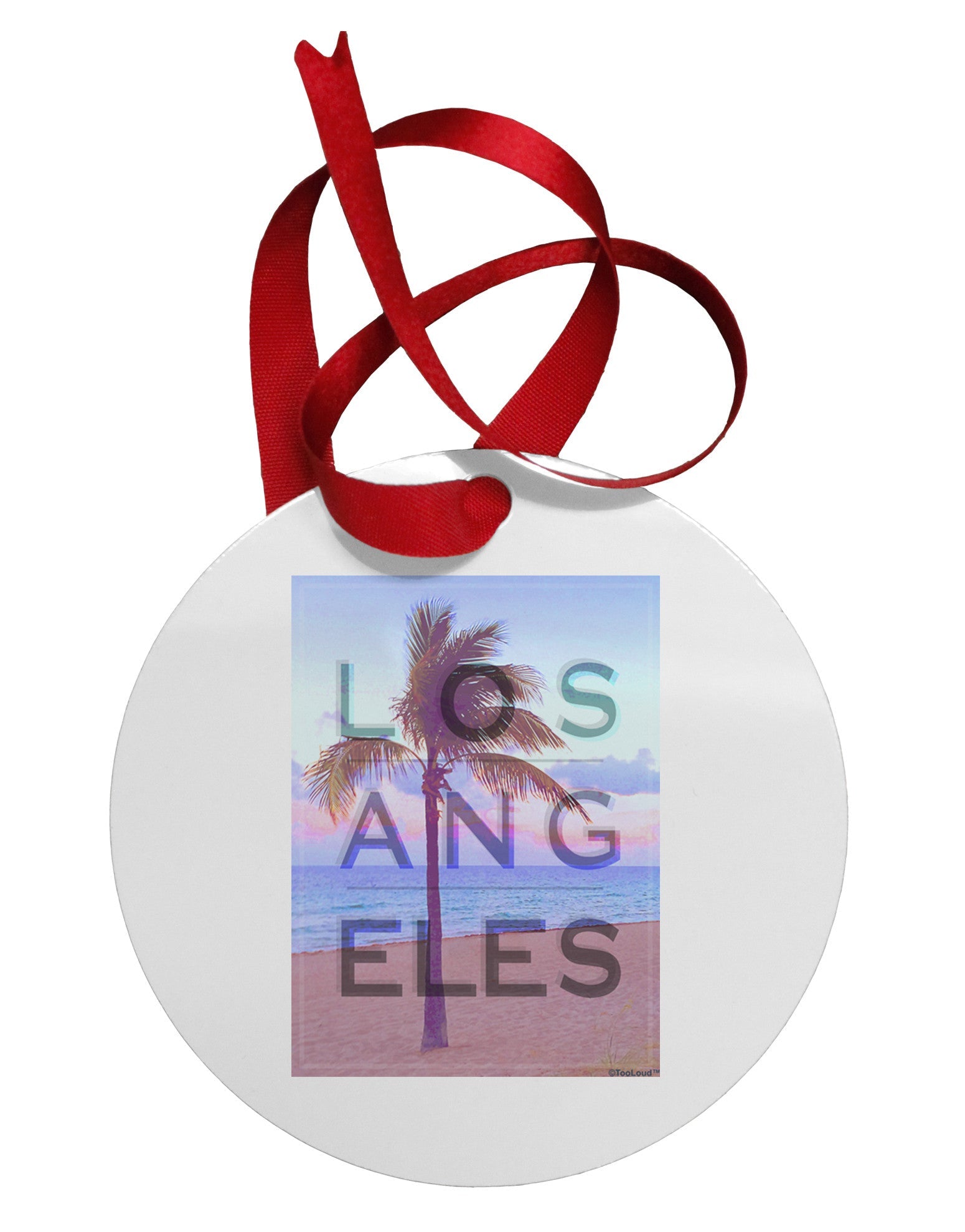 Los Angeles Beach Filter Circular Metal Ornament-Ornament-TooLoud-White-Davson Sales
