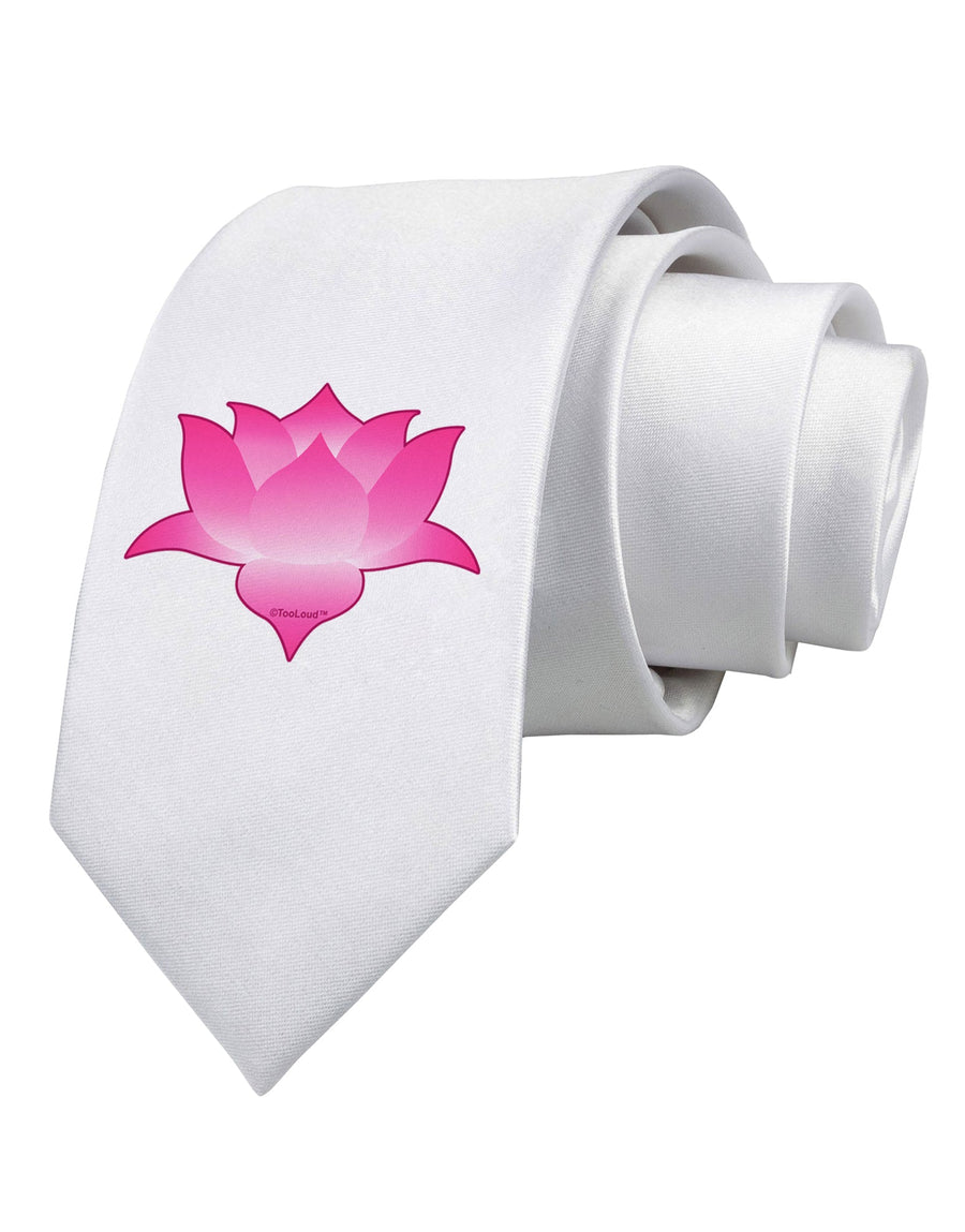 Lotus Flower Design Gradient Printed White Necktie by TooLoud