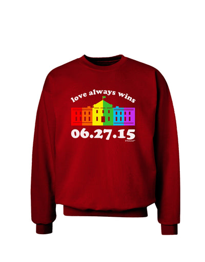 Love Always Wins with Date - Marriage Equality Adult Dark Sweatshirt-Sweatshirts-TooLoud-Deep-Red-Small-Davson Sales