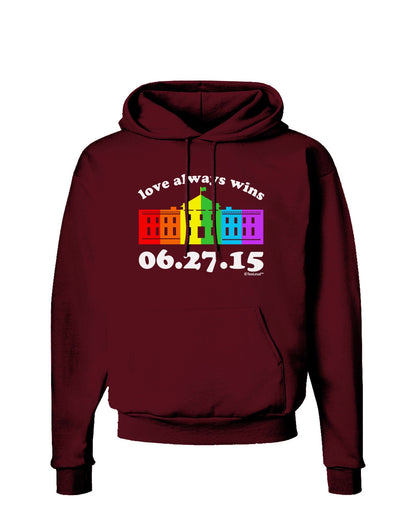 Love Always Wins with Date - Marriage Equality Dark Hoodie Sweatshirt-Hoodie-TooLoud-Maroon-Small-Davson Sales