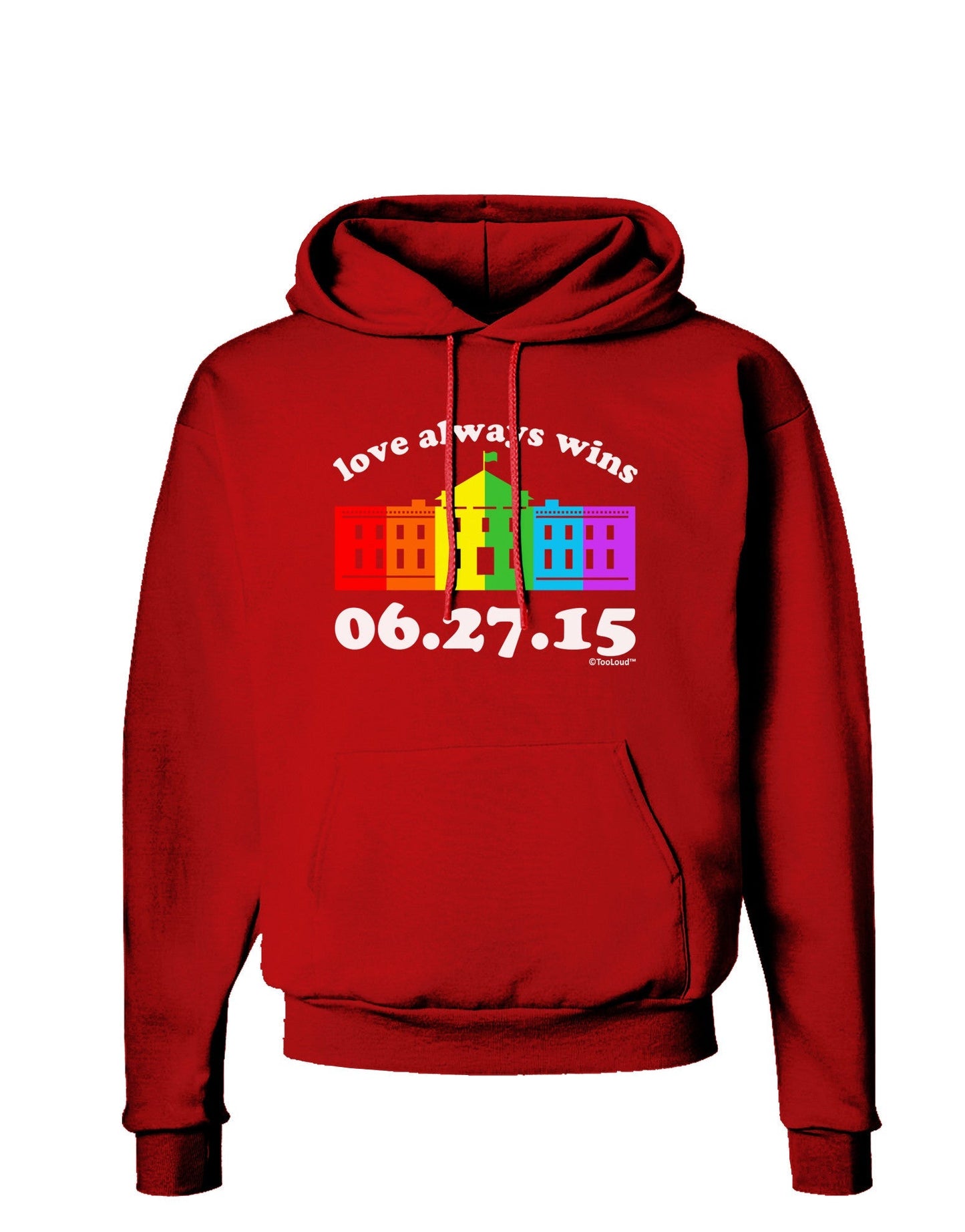 Love Always Wins with Date - Marriage Equality Dark Hoodie Sweatshirt-Hoodie-TooLoud-Red-Small-Davson Sales