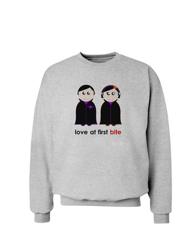 Love at First Bite Vampire Couple Halloween Sweatshirt-Sweatshirts-TooLoud-AshGray-Small-Davson Sales