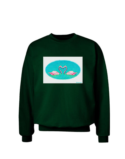 Love Birds - Flamingos Watercolor Adult Dark Sweatshirt-Sweatshirts-TooLoud-Deep-Forest-Green-Small-Davson Sales