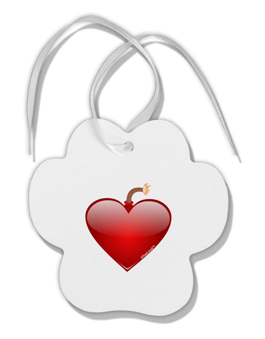 Love Bomb Paw Print Shaped Ornament-Ornament-TooLoud-White-Davson Sales