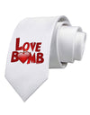 Love Bomb Text Printed White Necktie