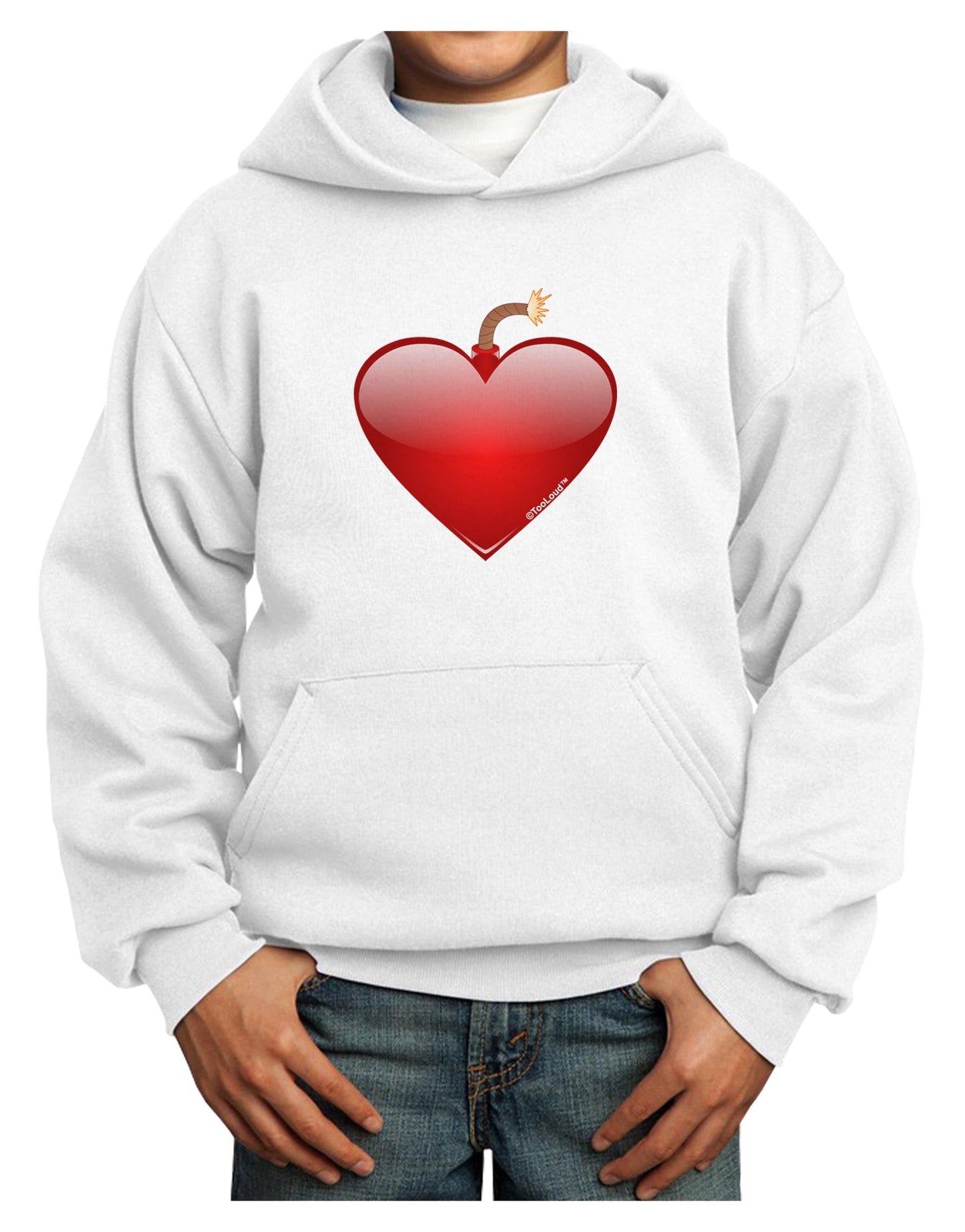 Love Bomb Youth Hoodie Pullover Sweatshirt-Youth Hoodie-TooLoud-White-XS-Davson Sales