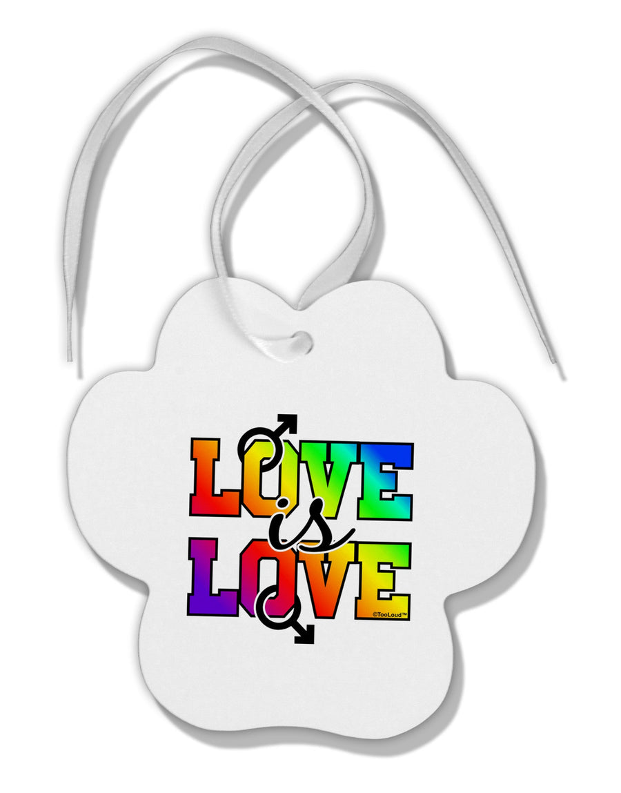 Love Is Love Gay Pride Paw Print Shaped Ornament-Ornament-TooLoud-White-Davson Sales