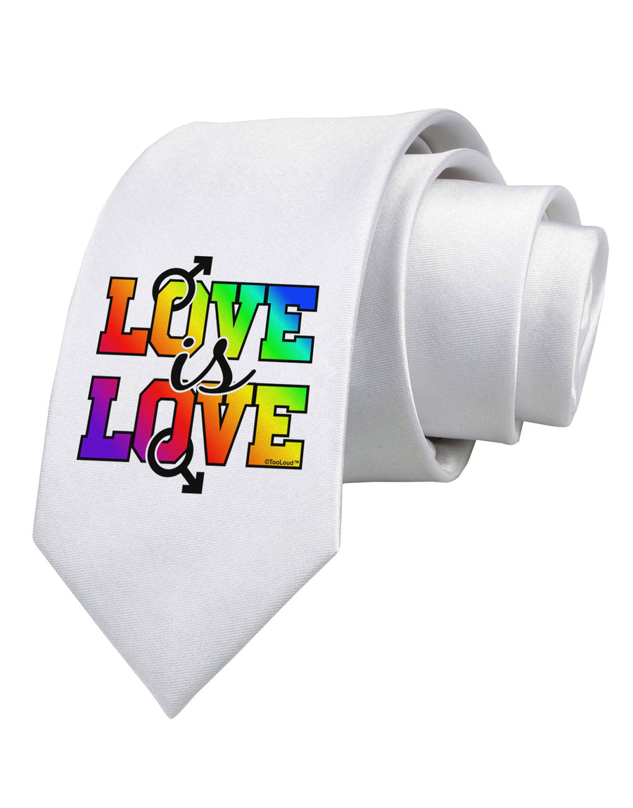 Love Is Love Gay Pride Printed White Necktie