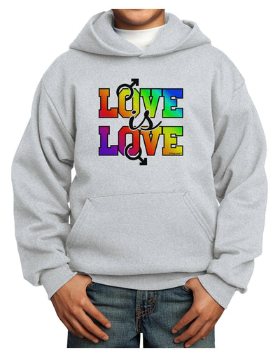 Love Is Love Gay Pride Youth Hoodie Pullover Sweatshirt-Youth Hoodie-TooLoud-Ash-XS-Davson Sales