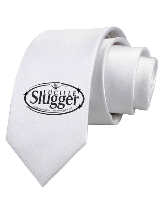 Lucille Slugger Logo Printed White Necktie by TooLoud