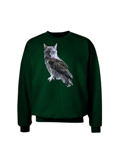 Lucky Cat Owl Adult Dark Sweatshirt-Sweatshirts-TooLoud-Deep-Forest-Green-Small-Davson Sales