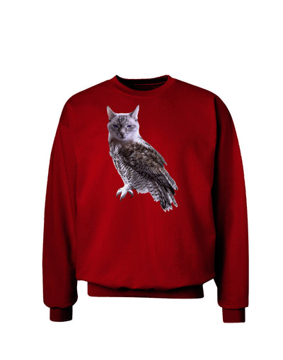 Lucky Cat Owl Adult Dark Sweatshirt-Sweatshirts-TooLoud-Deep-Red-Small-Davson Sales