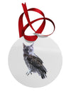 Lucky Cat Owl Circular Metal Ornament-Ornament-TooLoud-White-Davson Sales