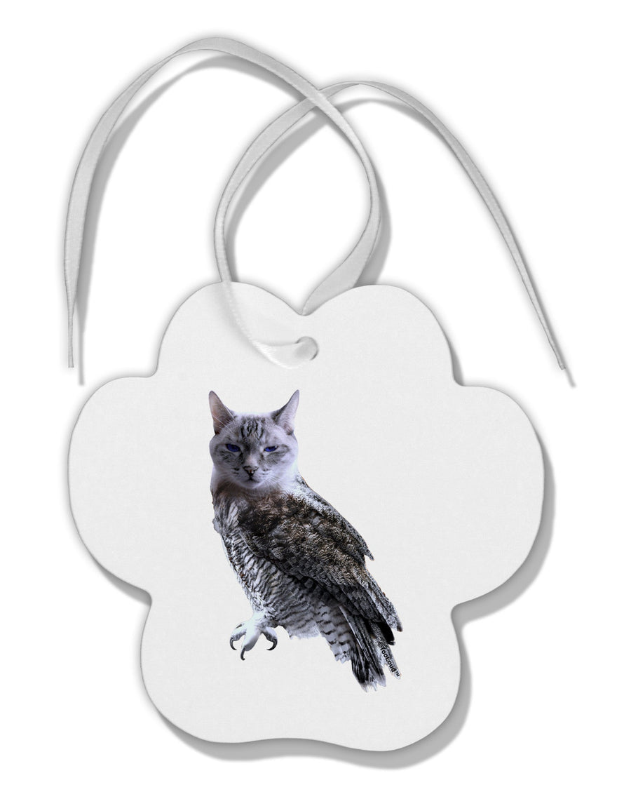 Lucky Cat Owl Paw Print Shaped Ornament-Ornament-TooLoud-White-Davson Sales