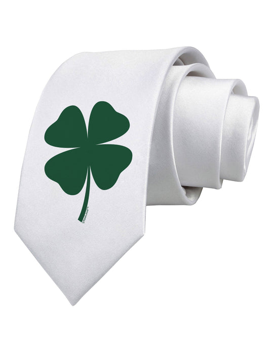 Lucky Four Leaf Clover St Patricks Day Printed White Necktie