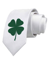 Lucky Four Leaf Clover St Patricks Day Printed White Necktie