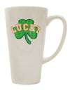 Lucky Shamrock Design Distressed 16 Ounce Conical Latte Coffee Mug - Expertly Crafted by a Drinkware Connoisseur-Conical Latte Mug-TooLoud-White-Davson Sales